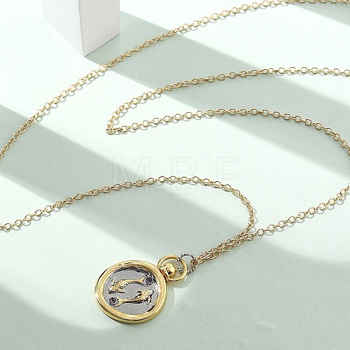 Brass Twelve Constellations Tarot Pendant Necklaces NJEW-Q006-01B-G-1