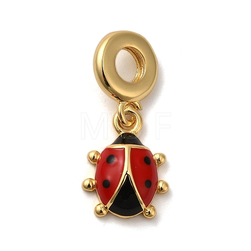 Brass Enamel European Dangle Charms KK-K345-07G-1