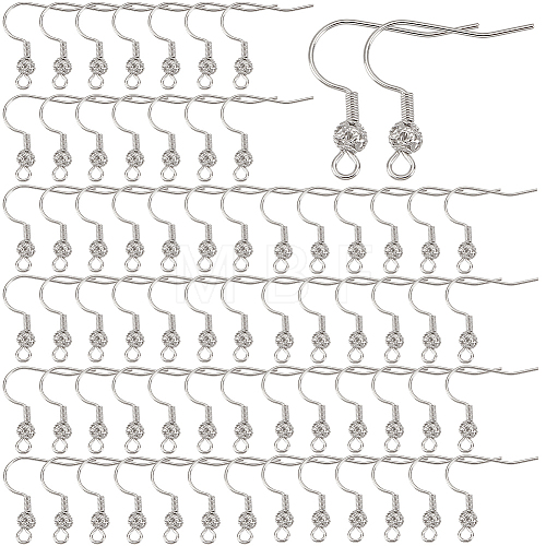 100Pcs Brass French Hooks with Coil and Ball KK-SC0003-61P-1