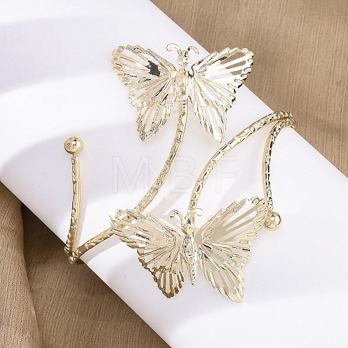 Butterfly Alloy Arm Cuff Bangles for Girl Women AJEW-A063-01I-G-1