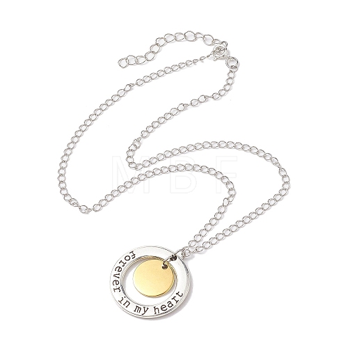 304 Stainless Steel and Alloy Round With Word Forever In My Heart Pendant Necklace NJEW-JN04697-02-1