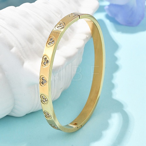 304 Stainless Steel Rhinestone Bangles for Women BJEW-Z092-15G-1