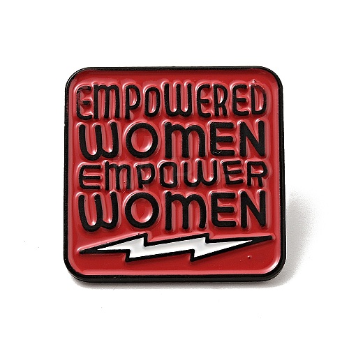 Square with Empowered Women Empower Women Enamel Pin JEWB-G018-10EB-1