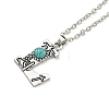 Letter A~Z Antique Silver Plated Alloy with Synthetic Turquoise Pendant Necklace NJEW-G080-01L-2