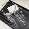 Alloy Crystal Rhinestone Tassel Cuff Choker Necklaces for Women WG96E53-01-3