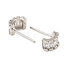 Brass Pave Clear Cubic Zirconia Curved Rectangle Stud Earrings for Women EJEW-G362-10P-2