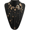 Alloy Crystal Rhinestone Moon & Star Fringe Statement Choker Necklaces WG41910-01-1