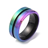 304 Stainless Steel Grooved Finger Ring for Men Women RJEW-WH0011-09B-MC-1