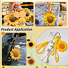 2Pcs 2 Styles Handmade Fibre Woven Sunflower Keychains KEYC-PH01614-5