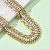 304 Stainless Steel & Glass Double Layers Chain Bracelets for Women BJEW-F540-10G-03-3
