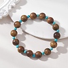 Wood & Synthetic Turquoise Beaded Stretch Bracelets for Women BJEW-TA00729-1
