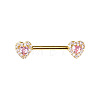 Brass Rose Rhinestone Heart Barbell Nipple Rings FS-WGE2017-02-1