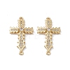 Rack Plating Brass Micro Pave Clear Cubic Zirconia Connector Charms KK-A175-05G-2