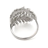 304 Stainless Steel Leaf Open Cuff Ring for Women RJEW-M149-23P-2