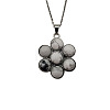 Natural Black Silk Stone/Netstone Flower Pendant Necklaces FO7861-3-1