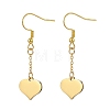 3 Pair 3 Style Heart & Flat Round & Square 304 Stainless Steel Dangle Earrings EJEW-JE05164-3