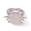 Natural Rose Quartz Crab Open Cuff Ring RJEW-I090-01P-02-2