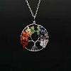 7 Chakra Gemstone Chip Tree of Life Pendant Necklaces PW-WG100CC-01-1