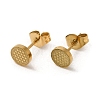 Ion Plating(IP) 304 Stainless Steel Textured Flat Round Stud Earrings EJEW-Q783-03G-1