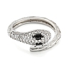 304 Stainless Steel Cubic Zirconia Open Cuff Ring for Women RJEW-S406-05P-02-2