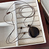 Wooden Liquor Pot Pendant Adjustable Cord Long Necklaces for Women Men WG3A78C-02-1