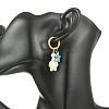 Tortoise & Starfish Synthetic Turquoise Hoop Earrings EJEW-JE07147-02-2