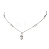 Alloy Flower Pendant Brass Leaf Link Chain Necklaces for Women NJEW-JN05866-2