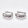 Brass Micro Pave Cubic Zirconia Hoop Earring Findings with Latch Back Closure EJEW-S201-105-1