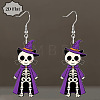 Cat Shape with Skeleton Acrylic Dangle Earrings FS-WG9EDFB-01-1