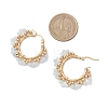 Brass Natural Aquamarine Hoop Earrings EJEW-TA00782-02-3