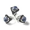 Natural Blue Spot Jasper Adjustable Rings G-P560-03AS-18-4