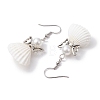 Angel Spiral Shell & Glass Pearl Dangle Earrings EJEW-JE05838-5