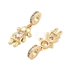 Brass Pave Clear Cubic Zirconia European Dangle Charm KK-U009-08B-G-2