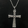 Platinum Alloy Rhinestone Cross Pendant Necklaces NX3454-4-1