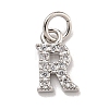 Initial Letter Brass with Cubic Zirconia Charms KK-Q814-26R-P-1
