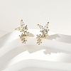 Brass Clear Cubic Zirconia Stud Earrings EJEW-Q014-30G-1