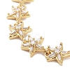 Rack Plating Brass Pave Clear Cubic Zirconia Star Link Chain Bracelets for Women BJEW-R317-11G-2