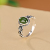 Oval Natural Jade Finger Rings WG8AEAC-01-2