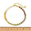 Natural Unakite & Quartz Crystal & Chinese Southern Jade & Yellow Aventurine & Sesame Jasper & Brass Beaded Anklets AJEW-AN00879-5