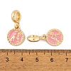 Rack Plating Alloy Pink Enamel European Dangle Charms FIND-C055-15G-3