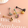 Skull 304 Stainless Steel Straight Barbell 15 Gauge Piercing Tongue Rings for Women Men FS-WG07D05-03-3