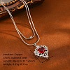 Brass Pave Red Cubic Zirconia Heart Pendant Round Snake Chain Double Layer Necklaces for Women WG9EE5F-02-2