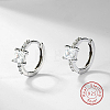 Rhodium Plated Platinum 925 Sterling Silver Hoop Earrings OB9176-4-1