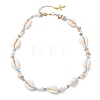 Ocean Natural Cowrie Shell & Chip & Glass Seed Beaded Necklaces NJEW-JN05848-4