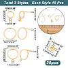 30Pcs 3 Style Brass Cricle Stud Earring Findings KK-AR0002-99-2