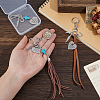 3Pcs Alloy & Synthetic Turquoise & Faux Suede Cord & Flat Imitation Leather Pendant Decorations HJEW-BC00122-3