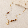 European Faceted Natural Tiger Eye 304 Stainless Steel Alphabet Pendant Necklaces QN9691-10-1