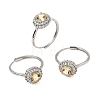 Brass Micro Pave Cubic Zirconia Finger Rings CU-CBA260E-10P-4