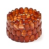 Natural Carnelian Oval Beaded Stretch Bracelet G-E010-01-33-1