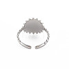 Non-Tarnish 304 Stainless Steel Flat Round with Initial Letter Open Cuff Ring for Men Women RJEW-S405-246P-F-2